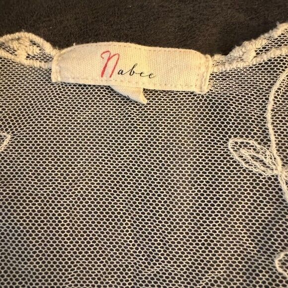 Nabee Cottagecore Sheer Lace Open Front Vest Boho Festival Top Romantic XL - Picture 4 of 14